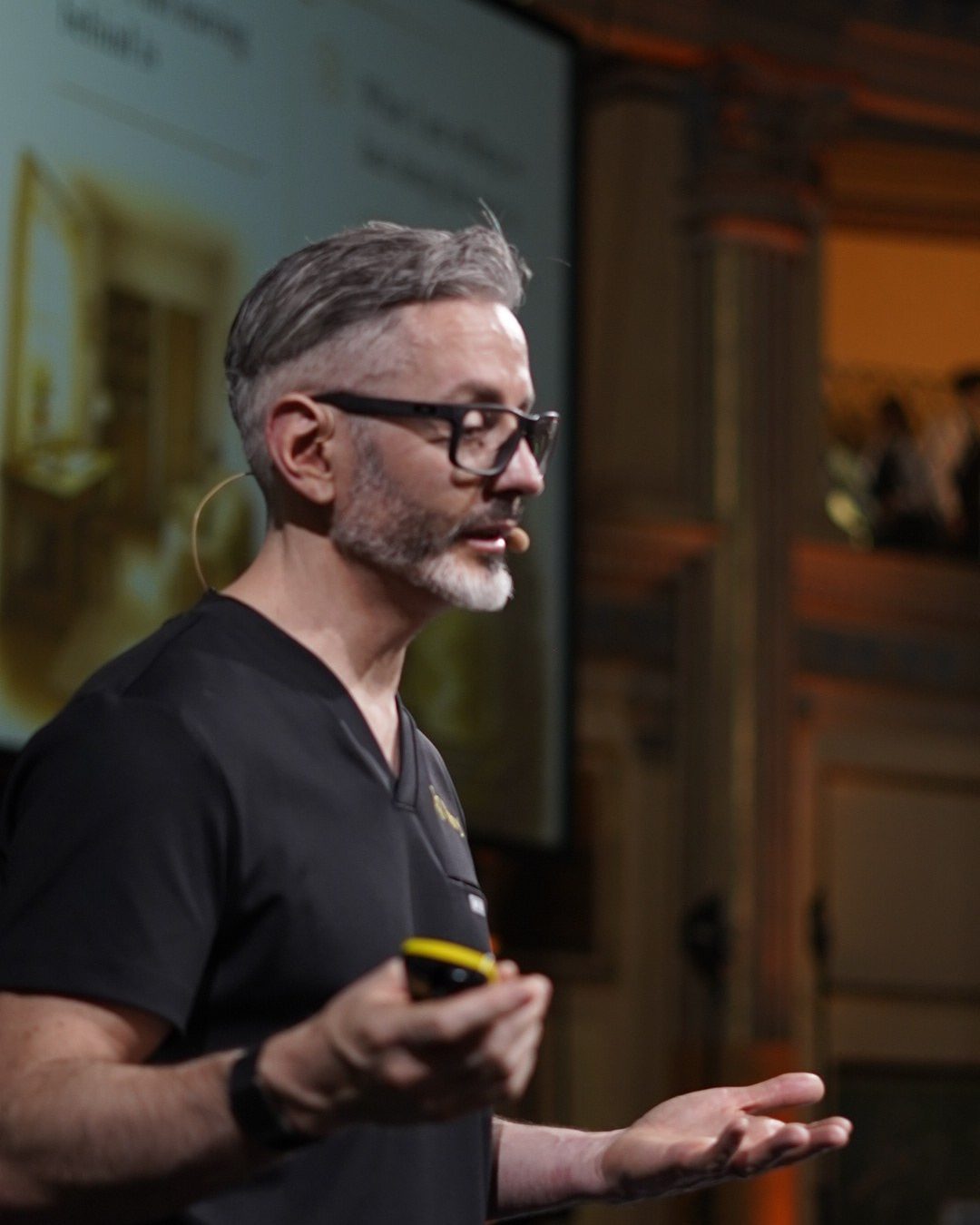 Dr Tim Pearce teaching from the stage at the Profinity Clinic Growth Summit, Rome, June 2026